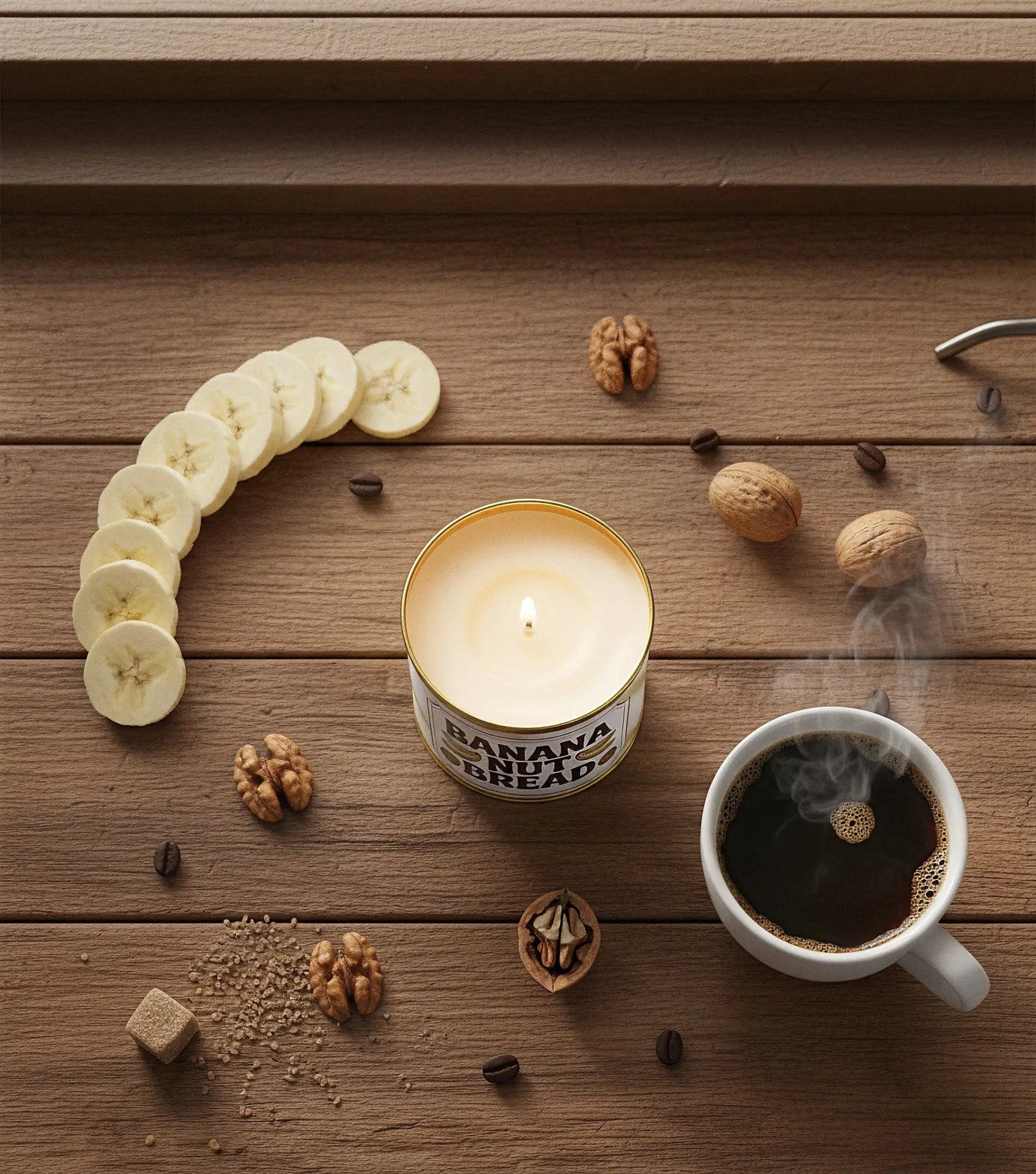 Banana Nut Bread Scented Candle - 7.5 oz Gold Tin - ZyndlFall Candles