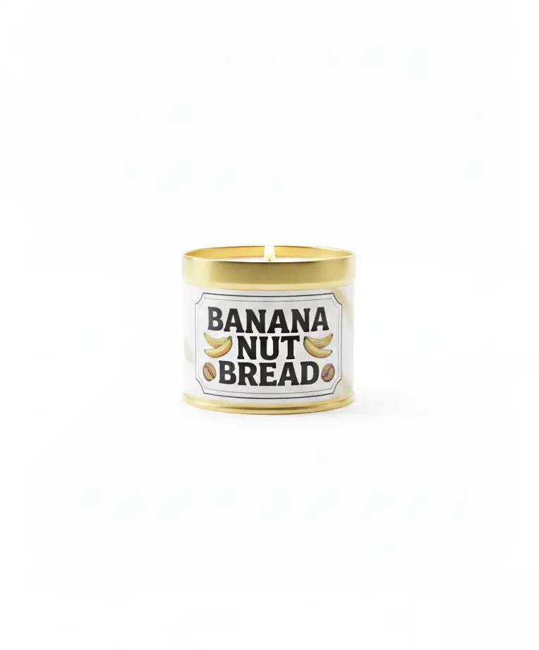 Banana Nut Bread Scented Candle - 7.5 oz Gold Tin - ZyndlFall Candles