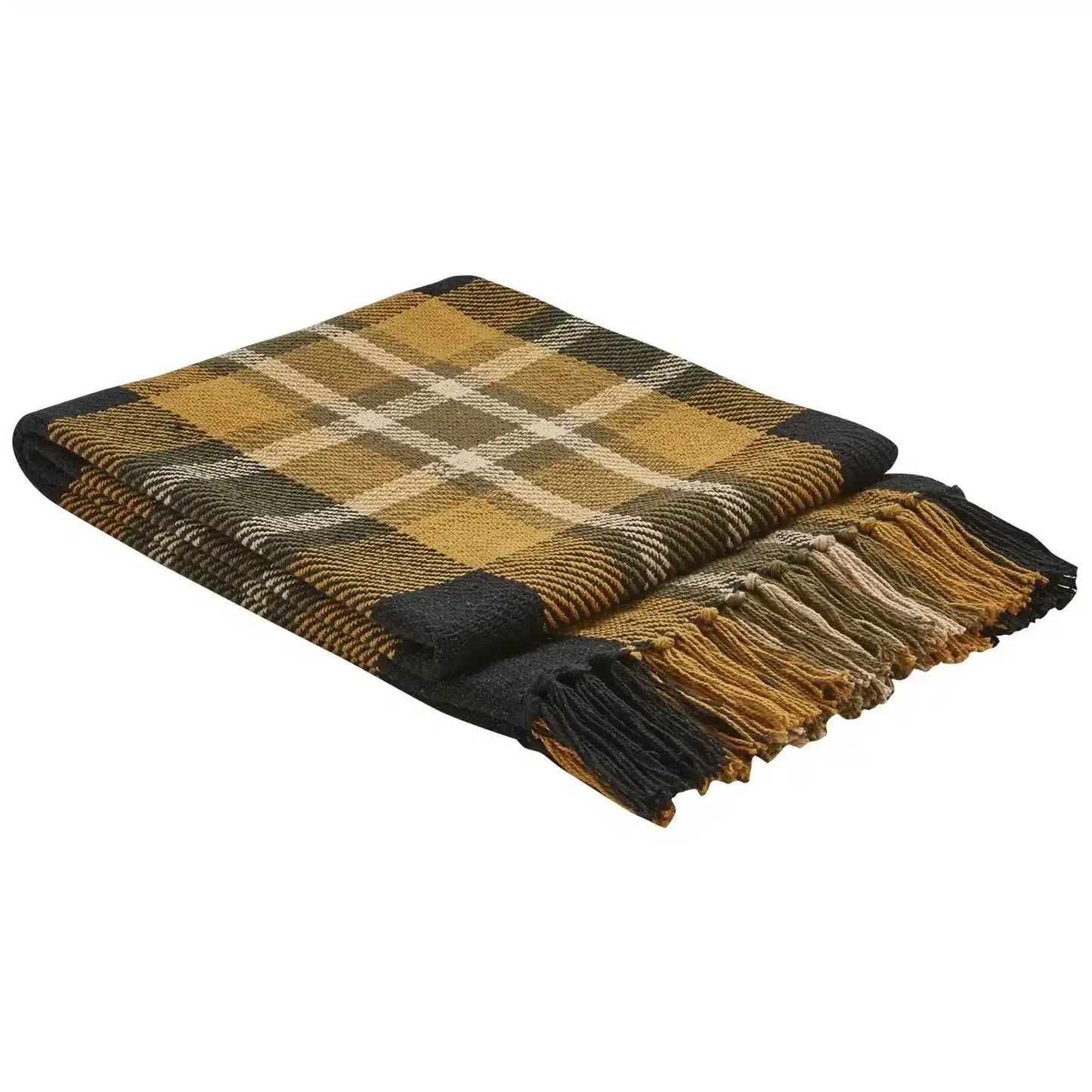 Cabin Style Throw Blanket – Plaid Throw Blanket with Fringe - ZyndlHome Decor