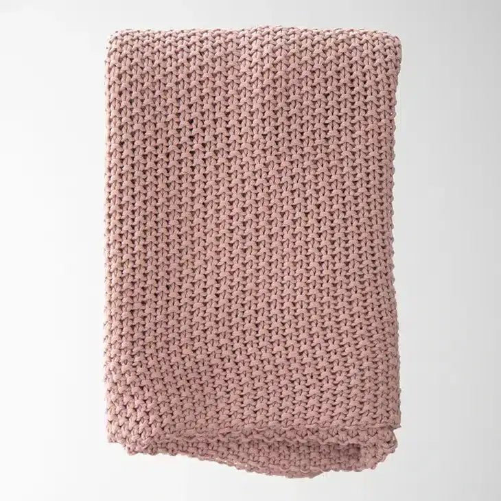 Chloe Cotton Chunky Knit Throw Blanket - ZyndlHome Decor