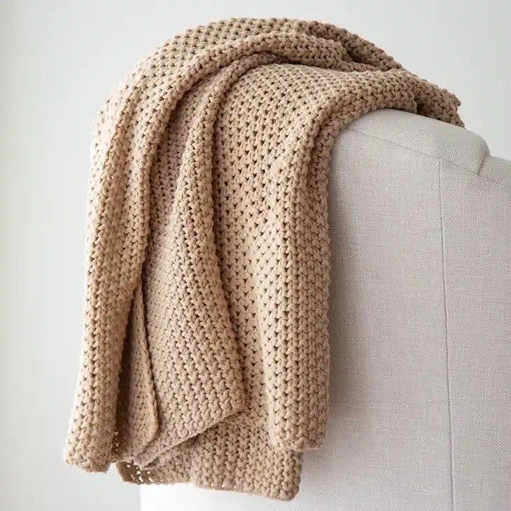 Chloe Cotton Chunky Knit Throw Blanket - ZyndlHome Decor