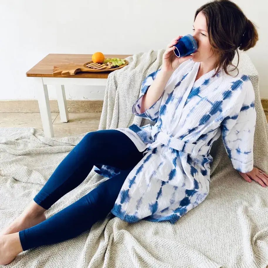 Cotton Tie Dye Kimono Shibori Robe by Ziyada - ZyndlGifts