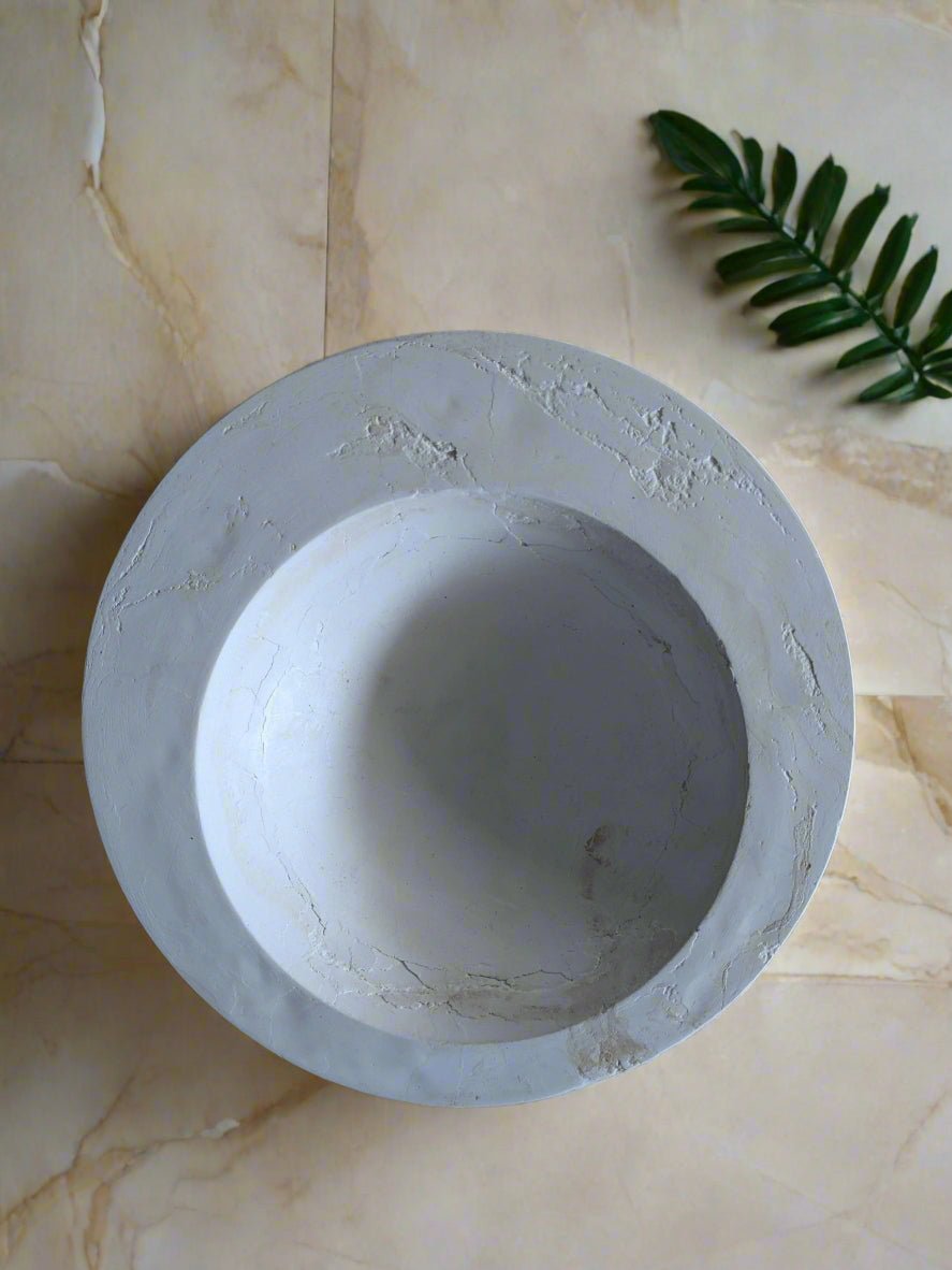 Handmade gypsum wabi - basi bowl - White, Grey and Gold Venus Bowl - ZyndlHandmade Bowls
