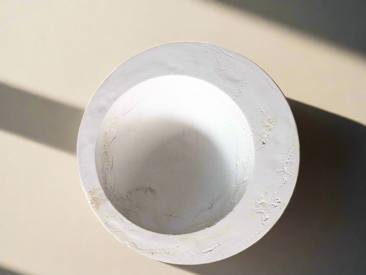 Handmade gypsum wabi - basi bowl - White, Grey and Gold Venus Bowl - ZyndlHandmade Bowls