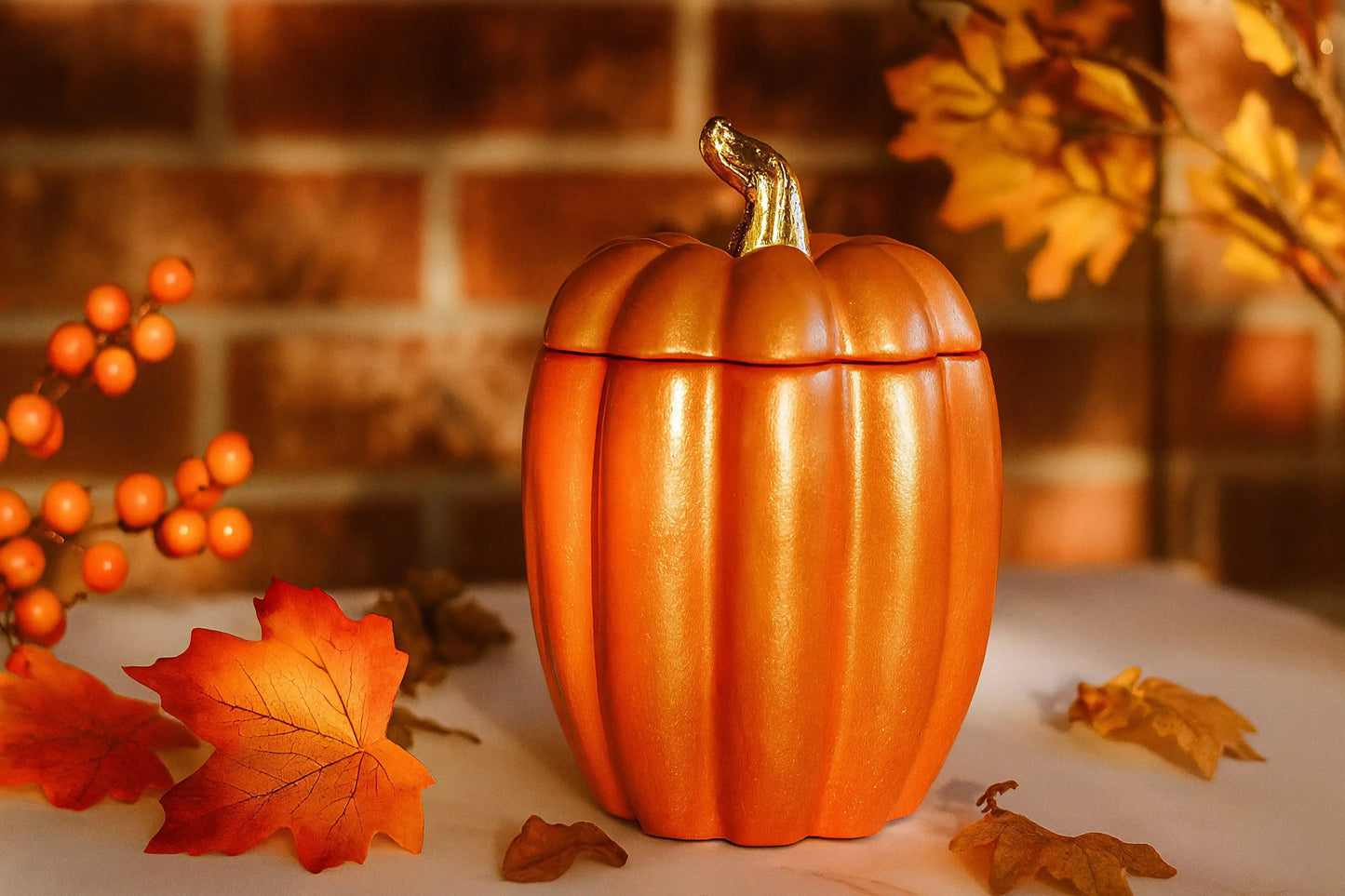 Orange Pumpkin Candle | Handmade Ceramic Pumpkin Jar - ZyndlFall Candles