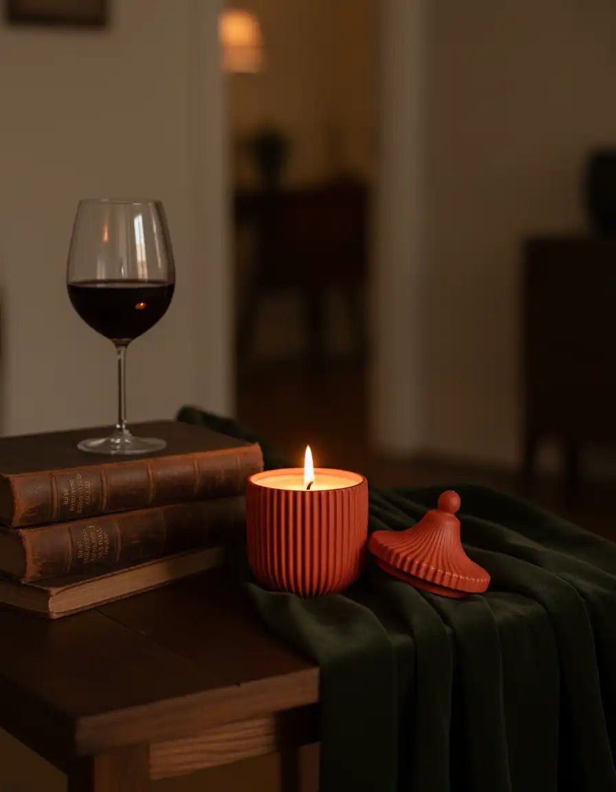 Orange Scented Coconut Soy Candle in Handmade Cement Jar - ZyndlFall Candles