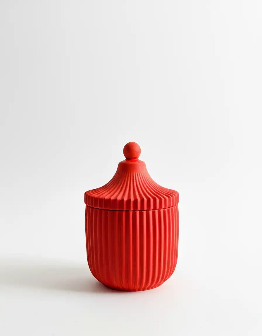 Orange Scented Coconut Soy Candle in Handmade Cement Jar - ZyndlFall Candles