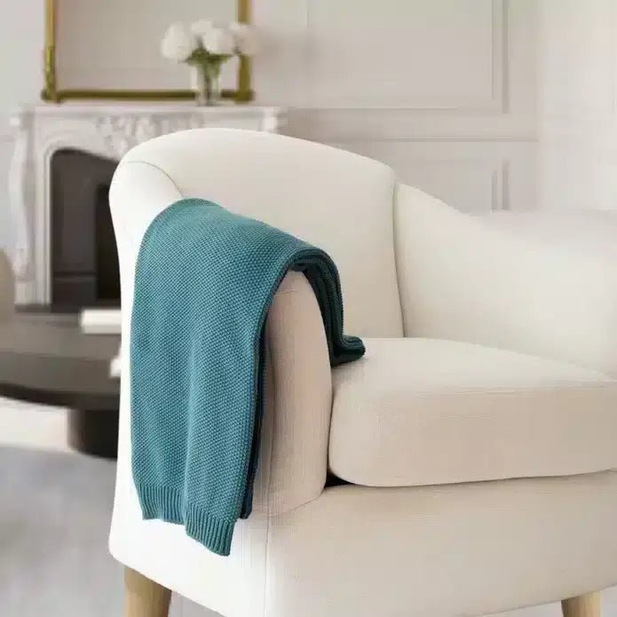 Sia Cotton Seed Stitch Knit Throw - ZyndlHome Decor