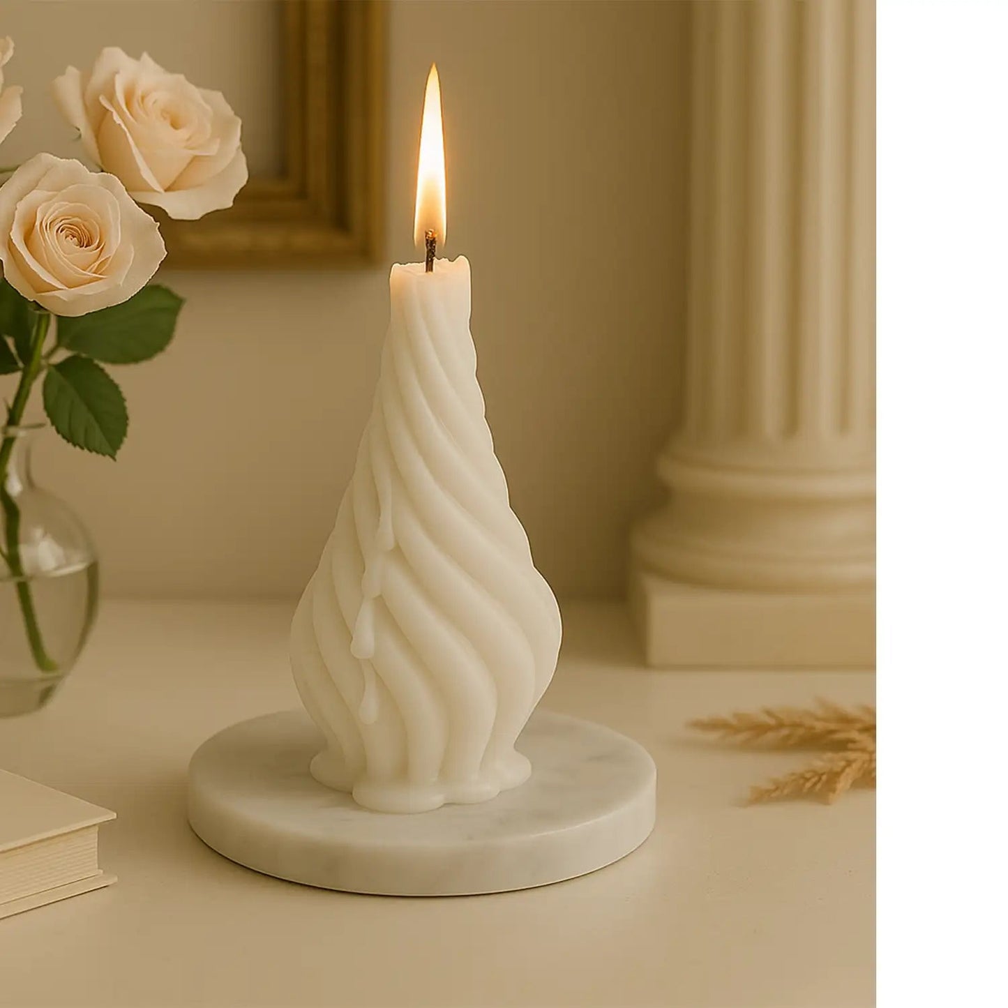 Spiral Pillar Candles - Aesthetic Spiral Light Candles (Set of 2, Coconut Soy Wax) - ZyndlCandles