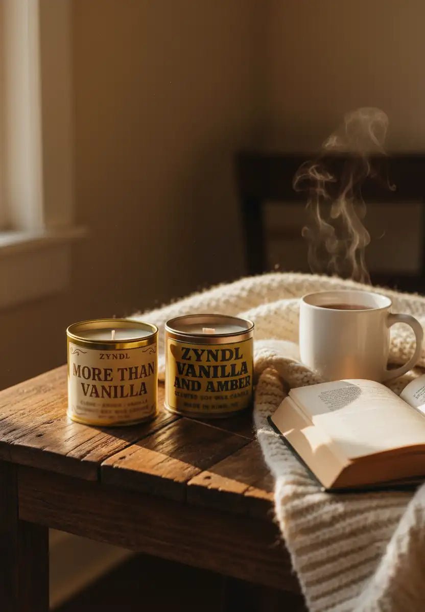 Vanilla and Amber Scented Candle - Premium Soy Wax Candle - ZyndlFall Candles