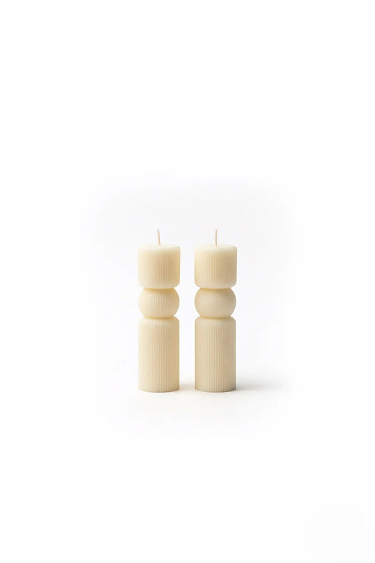 White Soy Wax Pillar Candle - Handmade Home Decor, Wedding Favors - Set of 2 - ZyndlPillar Candles