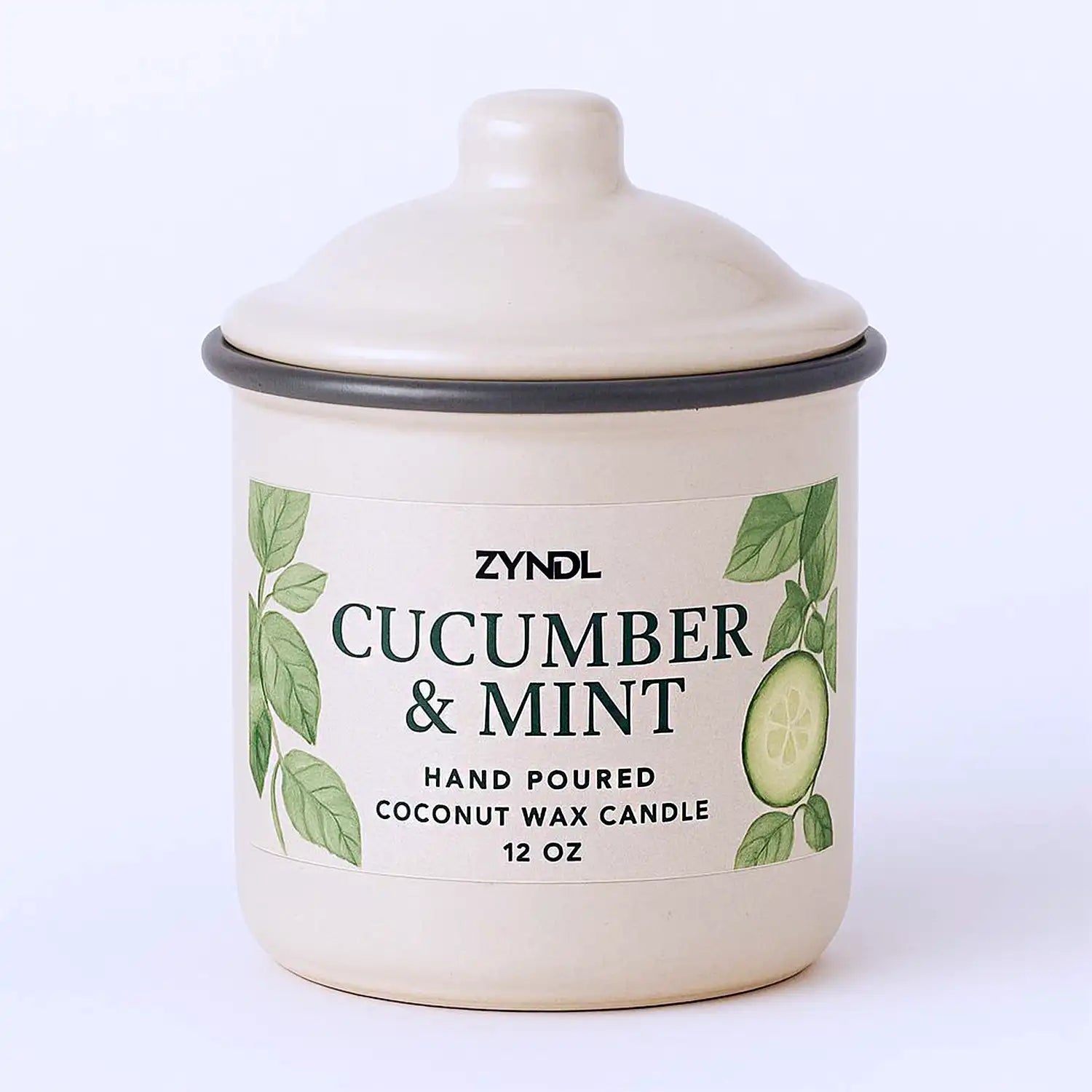 Cucumber Mint Candle – Fresh, Calming Scent in a Reusable Vintage Jar (12 oz) - ZyndlCandles