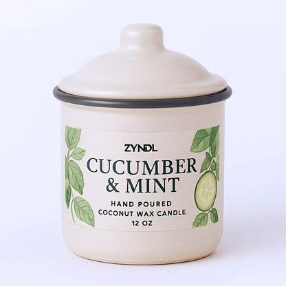 Cucumber Mint Candle – Fresh, Calming Scent in a Reusable Vintage Jar (12 oz) - ZyndlCandles