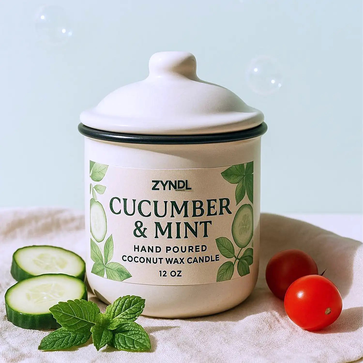 Cucumber Mint Candle – Fresh, Calming Scent in a Reusable Vintage Jar (12 oz) - ZyndlCandles