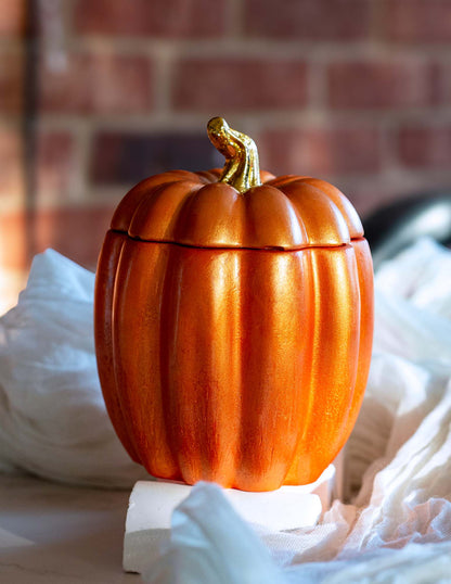 Orange Pumpkin Candle | Handmade Ceramic Pumpkin Jar - ZyndlFall Candles
