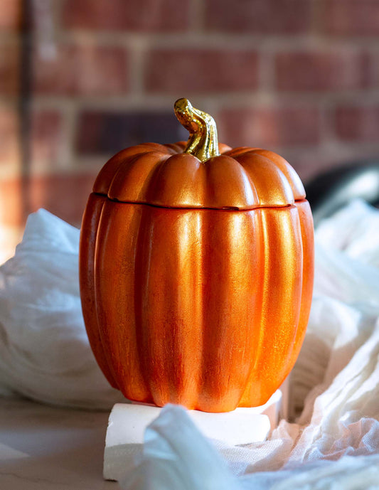 Orange Pumpkin Candle | Handmade Ceramic Pumpkin Jar - ZyndlFall Candles