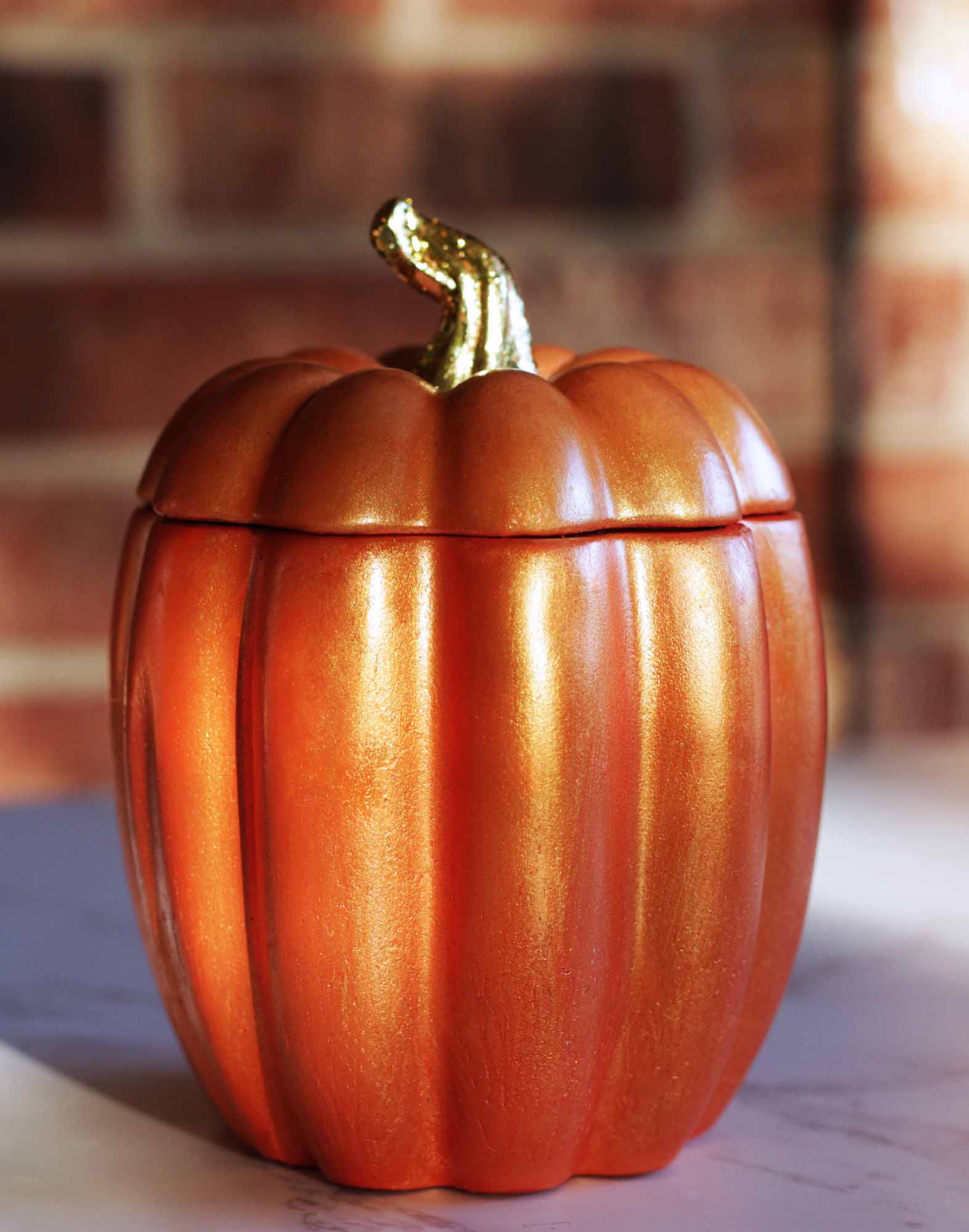 Orange Pumpkin Candle | Handmade Ceramic Pumpkin Jar - ZyndlFall Candles