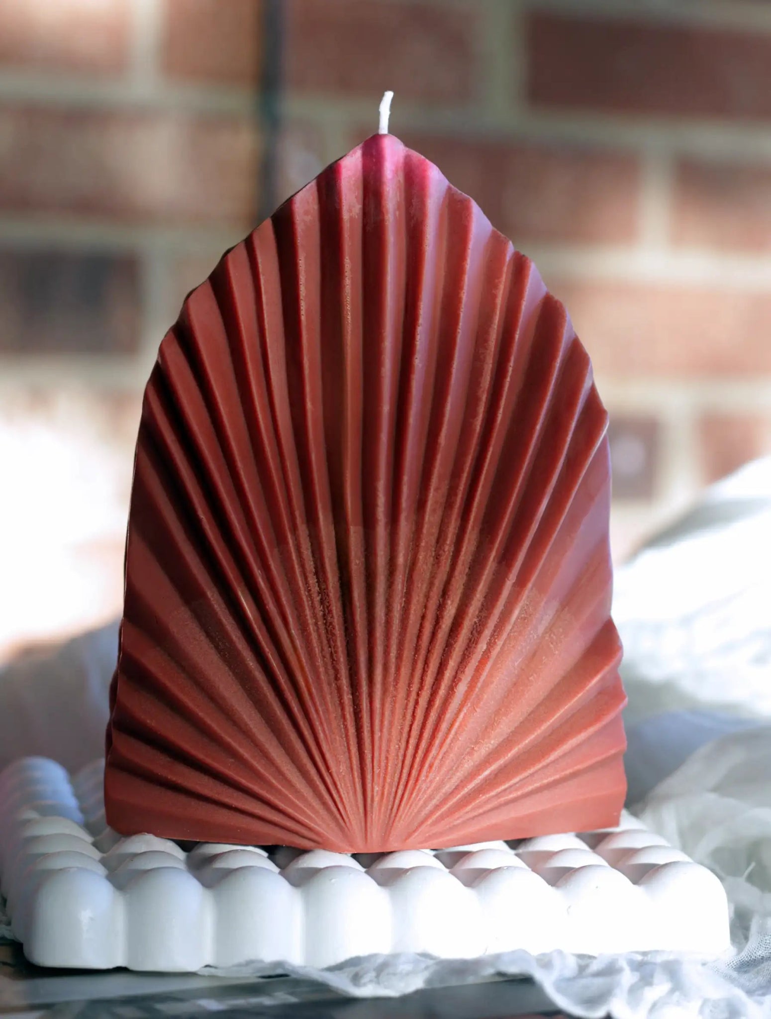 Soy Pillar Candle - Palm Leaf - 7" Sculptural Scented Candle Without Jar - ZyndlPillar Candles