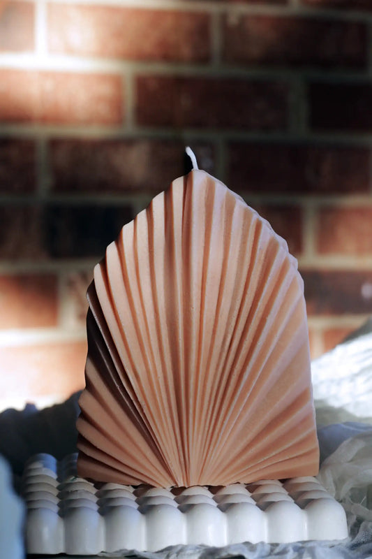 Soy Pillar Candle - Palm Leaf - 7" Sculptural Scented Candle Without Jar - ZyndlPillar Candles