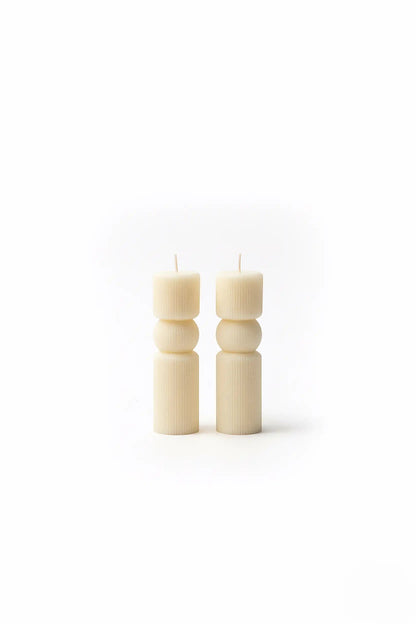 White Soy Wax Pillar Candle - Handmade Home Decor, Wedding Favors - Set of 2 - ZyndlPillar Candles