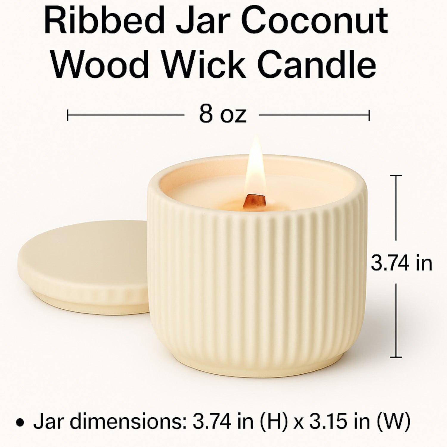 Wood Wick Coconut Wax Candles - Handmade 8 Oz Natural Wax Candles - ZyndlCandles